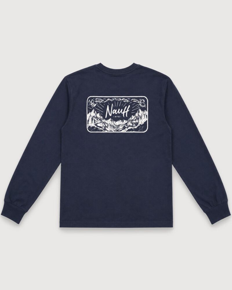 MTB Freedom Longsleeve Navy – Rückseite mit Mountainbike-Siebdruck – NAUFF